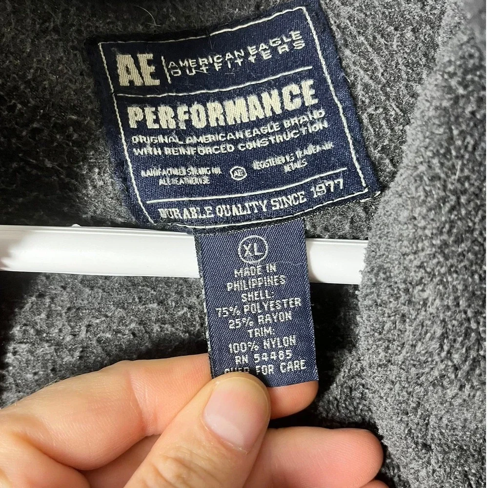 American Eagle Jacket Mens XL Performance Black Grey Fleece Full Zip Mock Neck